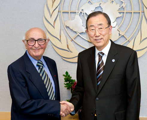 ICTY President Theodor Meron and UN General-Secretary Ban Ki-moon, New York, 2013, © UN